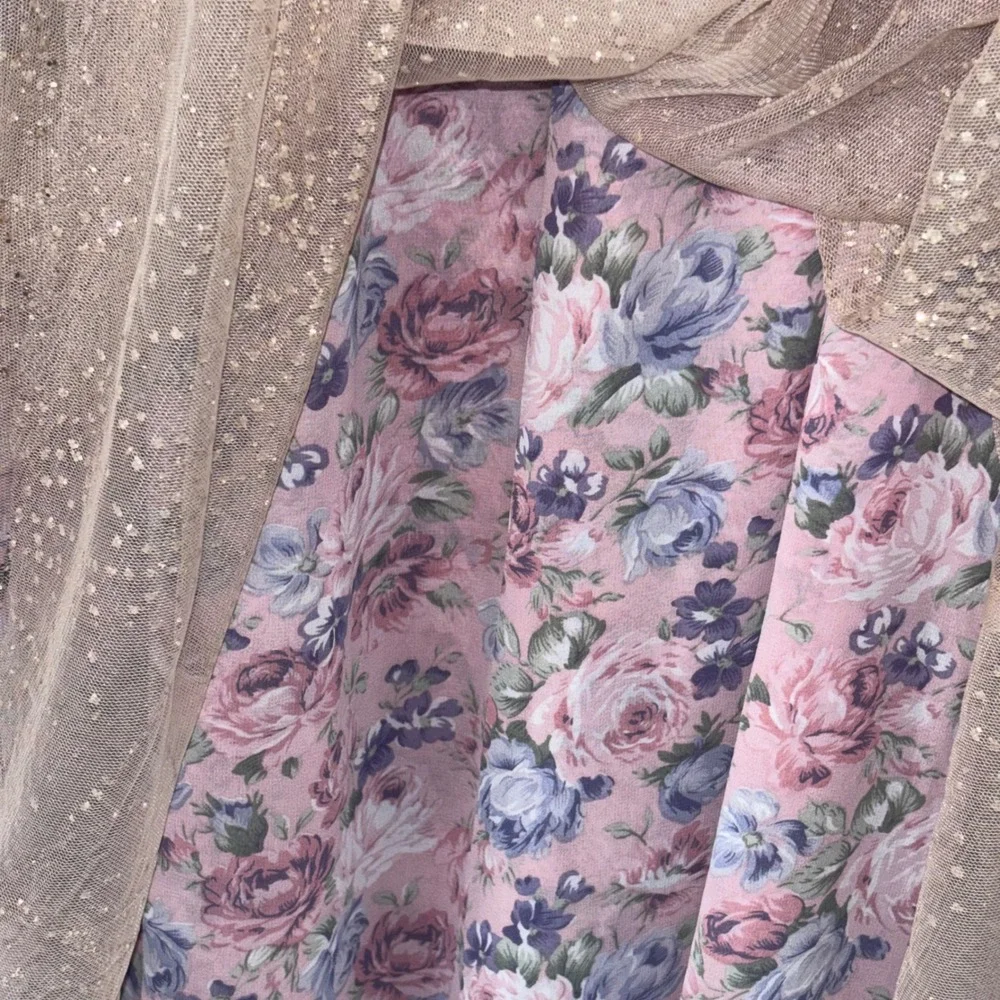 NWT Blue B Women M Pink Floral Fairy Ethereal Glitter Tulle Maxi Skirt - Picture 5 of 10